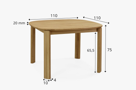 Designový dřevěný jídelní stůl 110 x 110 cm