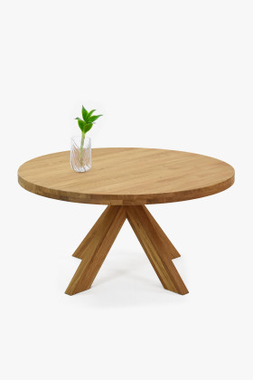 Dřevěný kulatý konferenční stůl o průměru 90 cm 2