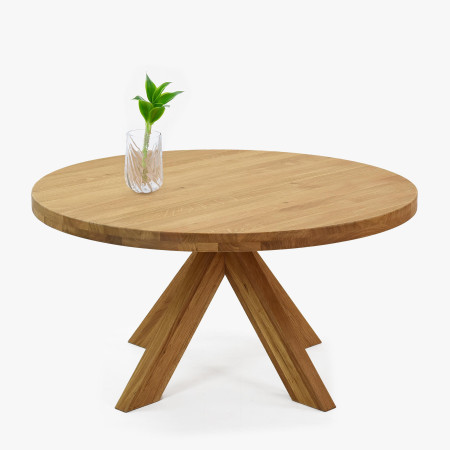 Dřevěný kulatý konferenční stůl o průměru 90 cm