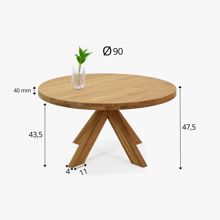 Dřevěný kulatý konferenční stůl o průměru 90 cm