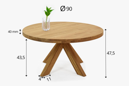 Dřevěný kulatý konferenční stůl o průměru 90 cm