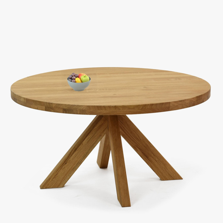 Dřevěný kulatý konferenční stůl o průměru 90 cm