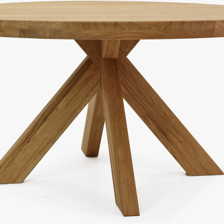 Dřevěný kulatý konferenční stůl o průměru 90 cm