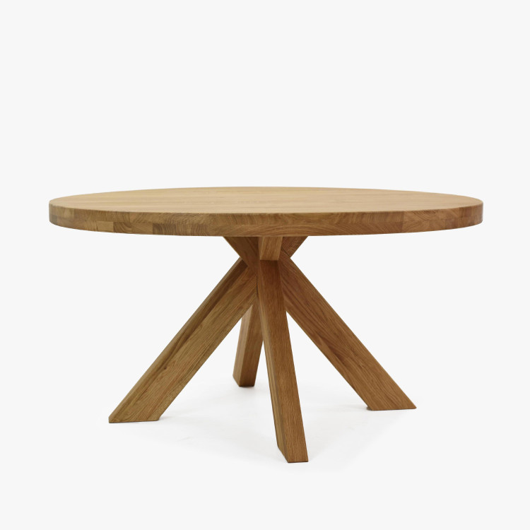 Dřevěný kulatý konferenční stůl o průměru 90 cm