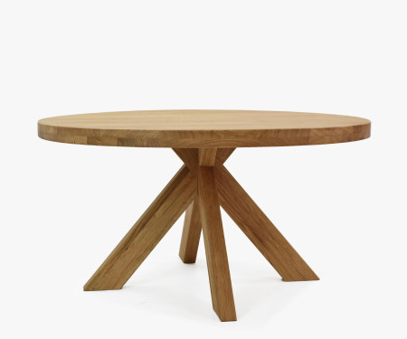 Dřevěný kulatý konferenční stůl o průměru 90 cm