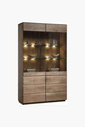 Massive Vitrine aus gebrannter Eiche Typ 12, naturfarben