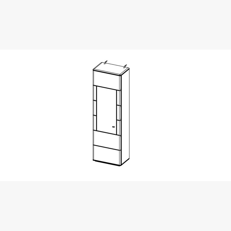 Dubová úzká vitrina Texas, TYP 10 ON (Otevírání dveří na levou stranu)