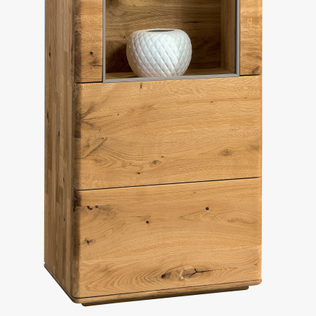 Dubová úzká vitrina Texas, TYP 10 ON (Otevírání dveří na levou stranu)