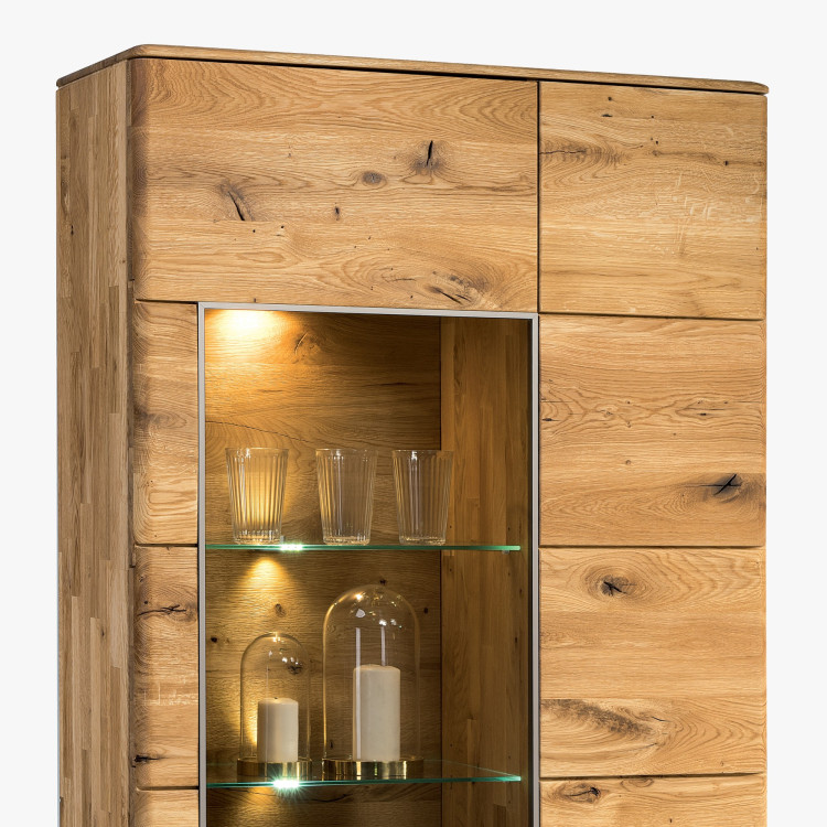 Vysoká úzká komoda širší s prosklenou částí, TYP 12