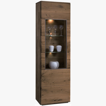 Dubová úzká vitrina Texas, TYP 10 DP (Otevírání dveří na levou stranu)