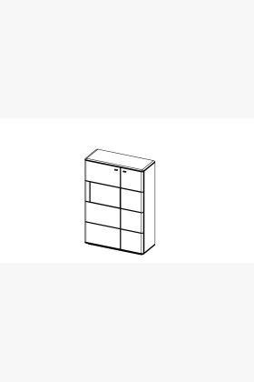 Vysoká komoda s jednou prosklenou částí, Texas typ 45 DP 2