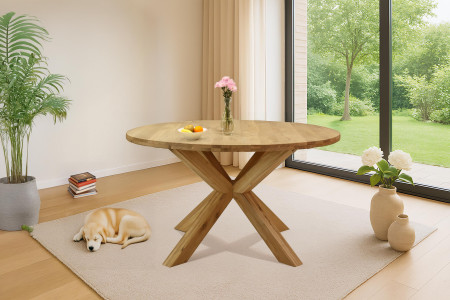 Dubový kulatý stůl o průměru 130 cm