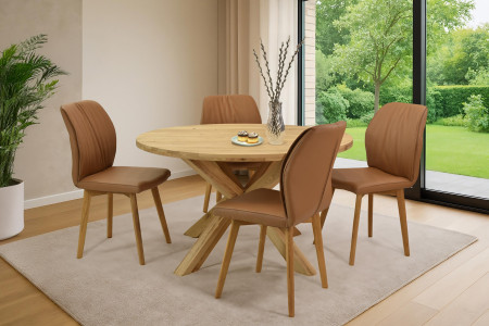 Dubový kulatý stůl o průměru 130 cm