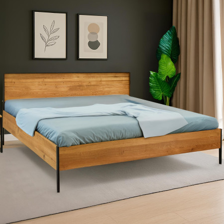 Dubová manželská postel , kovové nohy 180 x 200