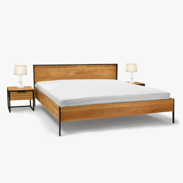 Dubová manželská postel , kovové nohy 180 x 200