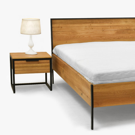 Dubová manželská postel , kovové nohy 180 x 200