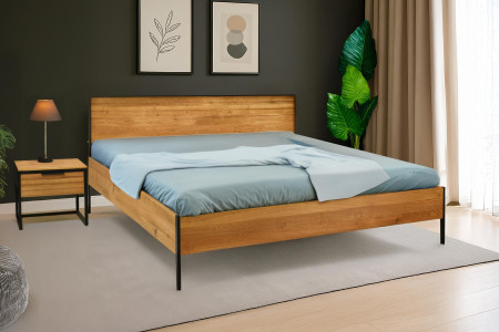 Dubová manželská postel , kovové nohy 180 x 200