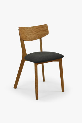 Dubová židle s tmavě šedým čalouněním