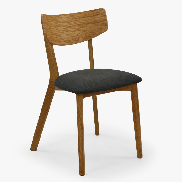 Dubová židle s tmavě šedým čalouněním