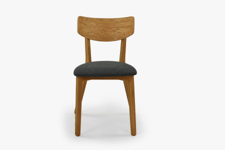 Dubová židle s tmavě šedým čalouněním