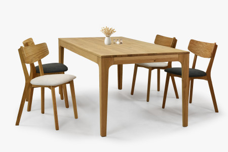 Dubová židle s tmavě šedým čalouněním