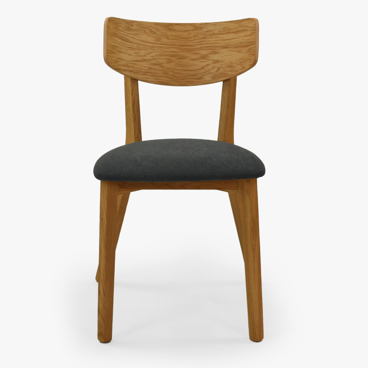 Dubová židle s tmavě šedým čalouněním
