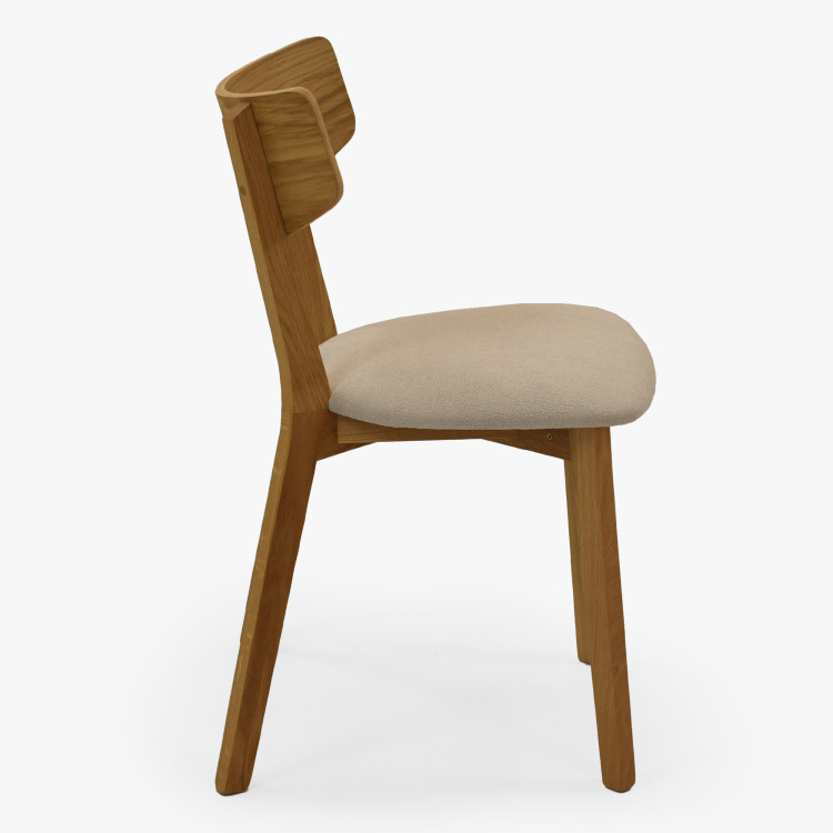 Dubová židle s světlým čalouněním