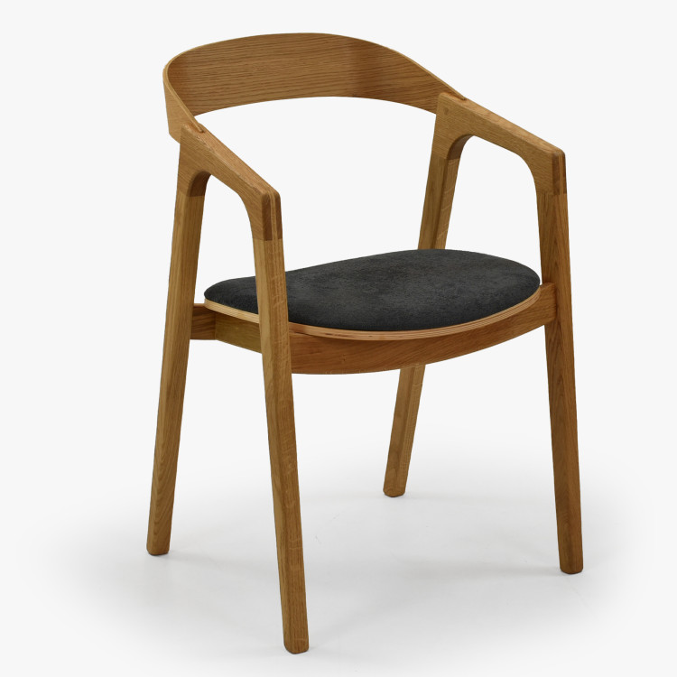 Moderní dubové křeslo do jídelny , tmavě šedé