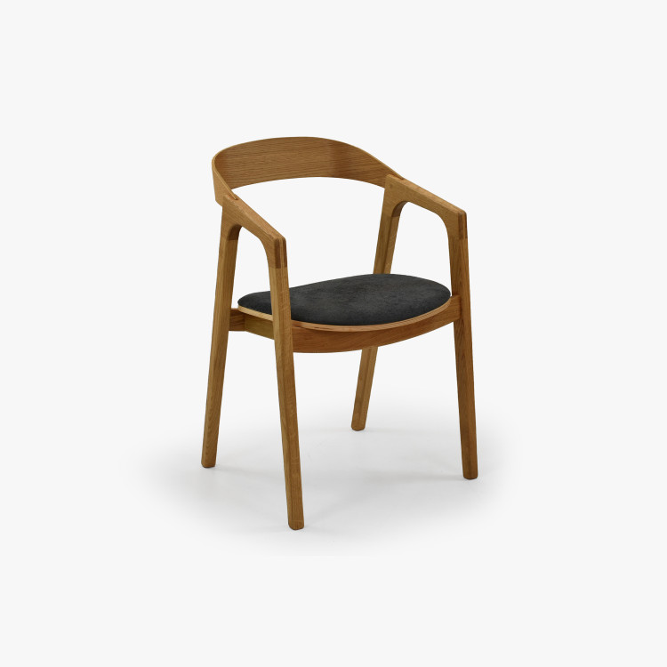 Moderní dubové křeslo do jídelny , tmavě šedé