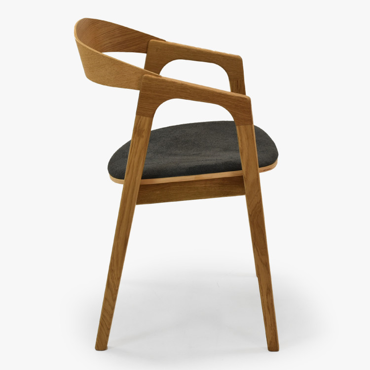 Moderní dubové křeslo do jídelny , tmavě šedé