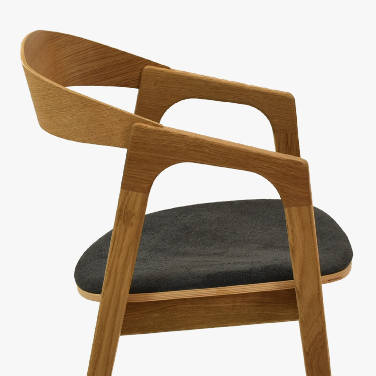 Moderní dubové křeslo do jídelny , tmavě šedé