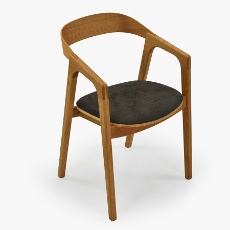 Moderní dubové křeslo do jídelny , tmavě šedé