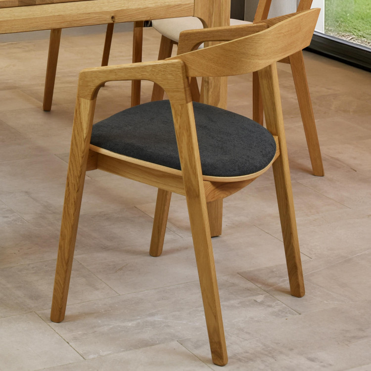 Moderní dubové křeslo do jídelny , tmavě šedé
