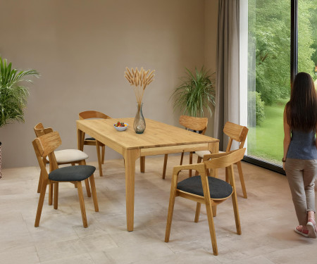 Moderní dubové křeslo do jídelny , tmavě šedé