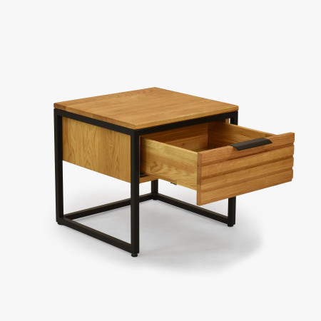 Dubový noční stolek z kovovýma nohama