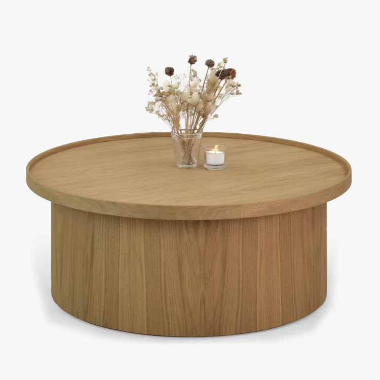 Dubový konferenční stolek dub bílý, Ø 80 ​​cm