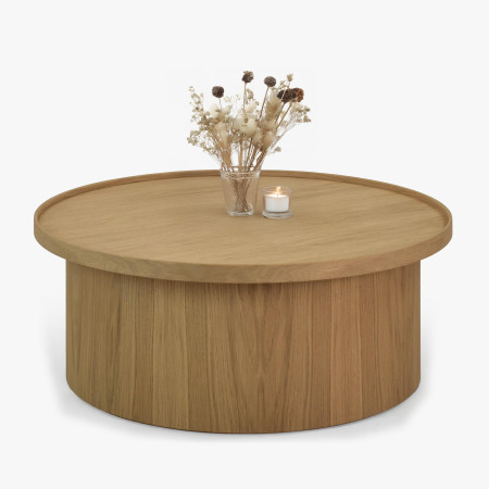 Dubový konferenční stolek dub bílý, Ø 80 ​​cm