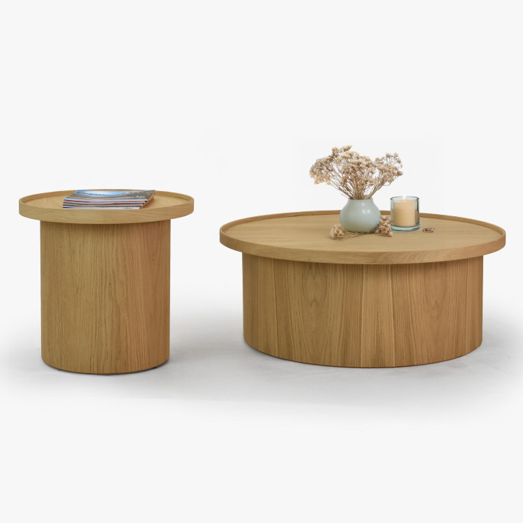 Dubový konferenční stolek dub bílý, Ø 80 ​​cm