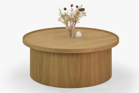 Dubový konferenční stolek dub bílý, Ø 80 ​​cm