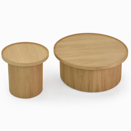 Dubový konferenční stolek dub bílý, Ø 80 ​​cm