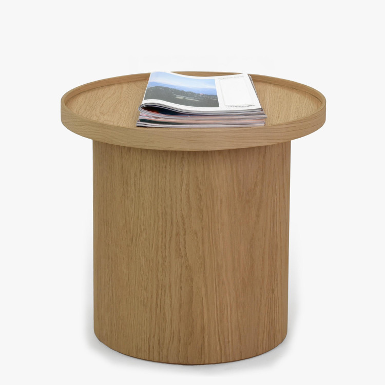 Dubový konferenční stolek dub bílý, Ø 45 ​​cm