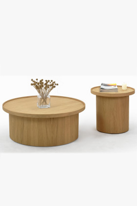 Dubový konferenční stolek dub bílý, Ø 45 ​​cm 2