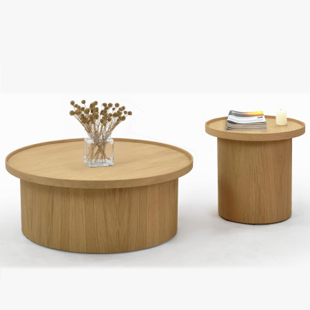 Dubový konferenční stolek dub bílý, Ø 45 ​​cm