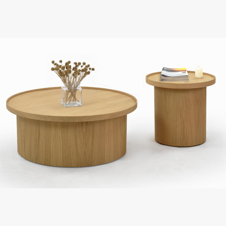 Dubový konferenční stolek dub bílý, Ø 45 ​​cm