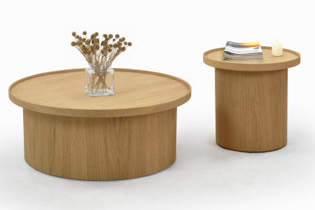 Dubový konferenční stolek dub bílý, Ø 45 ​​cm