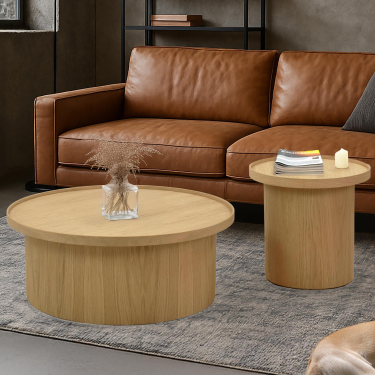 Dubový konferenční stolek dub bílý, Ø 45 ​​cm