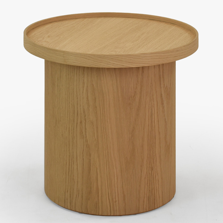 Dubový konferenční stolek dub bílý, Ø 45 ​​cm