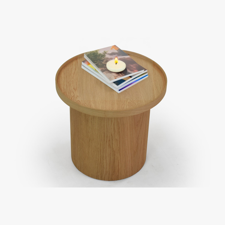 Dubový konferenční stolek dub bílý, Ø 45 ​​cm