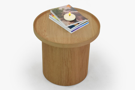 Dubový konferenční stolek dub bílý, Ø 45 ​​cm