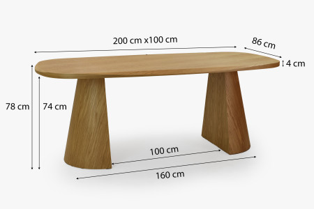 Designový stůl dub 200 x 100 cm